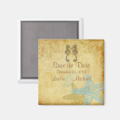 Aimant PixDezines hippocampe Vintage + étoile de mer/Enre (Recto/Verso)