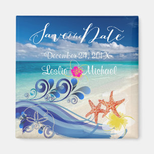 Aimant PixDezines hulawaves/plage+plumeria