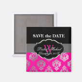 Aimant PixDezines Rossellini Damask, Faux Argent+Rose (Recto/Verso)