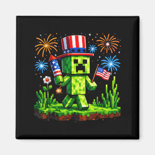 Aimant Pixel Art de joueur patriotique Drapeau américain 