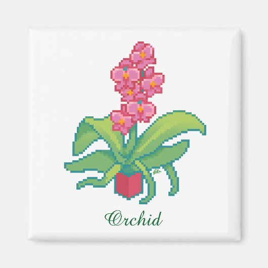 Aimant Pixel Art orchid pixelart (Devant)