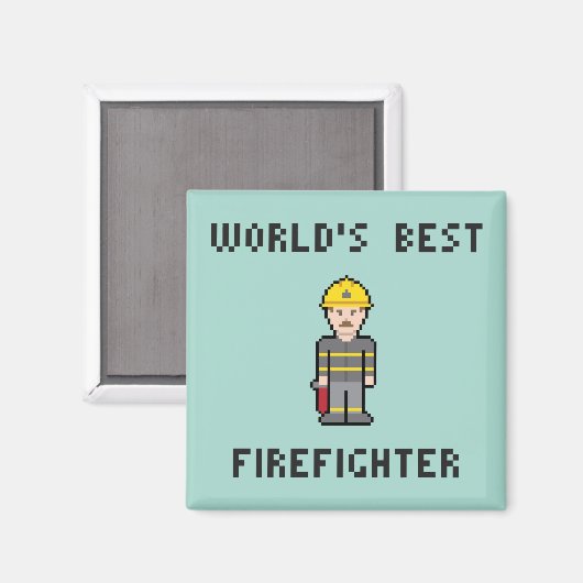 Aimant Pixel World's Best Firefighter (Recto/Verso)
