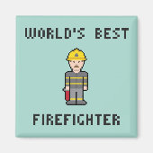 Aimant Pixel World's Best Firefighter (Devant)