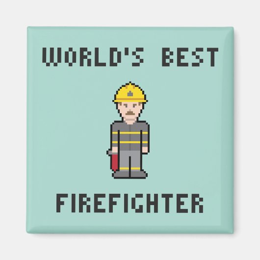 Aimant Pixel World's Best Firefighter (Devant)