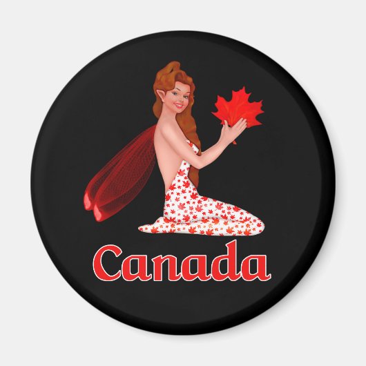 Aimant Pixie canadienne avec feuille d'érable (Devant)