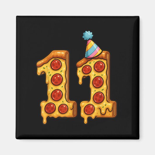 Aimant Pizza 11e anniversaire 11 ans Vieux Casquette de p (Devant)