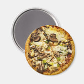 Aimant Pizza aux poivrons verts et champignons (Recto/Verso)