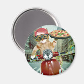 Aimant Pizza cat - chat - livraison de pizza (Recto/Verso)