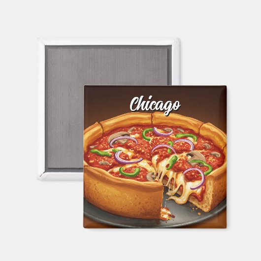 Aimant Pizza de Chicago Deep Dish (Recto/Verso)