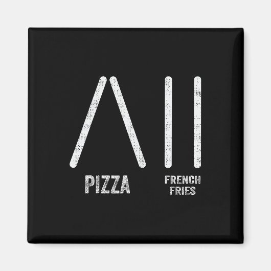 Aimant Pizza et frites ski façon - Drôle de ski (Devant)