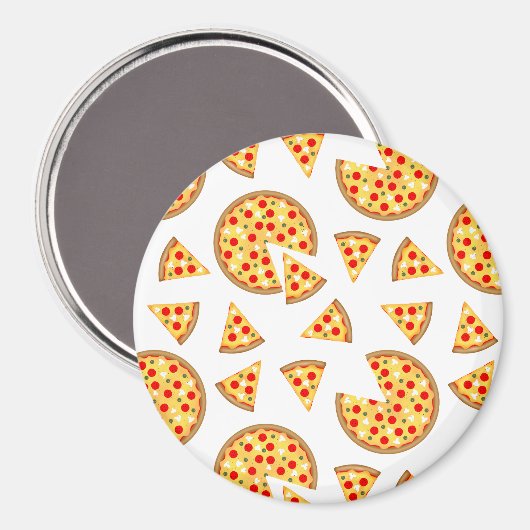 Aimant Pizza et tranches de cool motif sur blanc (Recto/Verso)