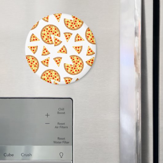 Aimant Pizza et tranches de cool motif sur blanc (In situ (réfrigérateur))