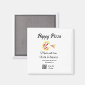 Aimant Pizza restaurant cafe pizzeria scan QR code order  (Recto/Verso)