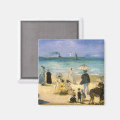 Aimant Plage à Boulogne par Manet, impressionisme vintage (Recto/Verso)