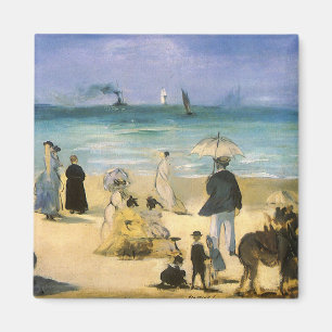 Aimant Plage à Boulogne par Manet, impressionisme vintage