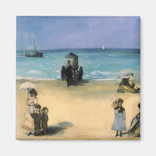 Aimant Plage à Boulogne par Manet, impressionisme vintage