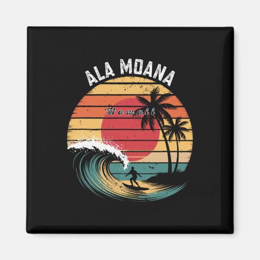 Aimant Plage Ala Moana Hawaii Plage Surf  (Devant)