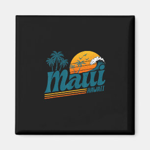 Aimant Plage aux palmiers de l'île hawaïenne de Maui Rétr