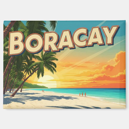 Aimant Plage de Boracay Philippines Vintage (Recto)