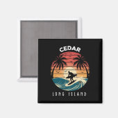 Aimant Plage de Cedar Beach Long Island Surfboard Vagues (Recto/Verso)