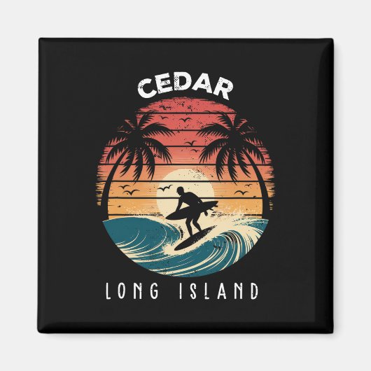 Aimant Plage de Cedar Beach Long Island Surfboard Vagues (Devant)