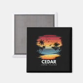 Aimant Plage de Cedar Long Island Planche de surf Surfing (Recto/Verso)