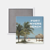 Aimant Plage de Fort Myers Floride scène avec palmiers (Recto/Verso)