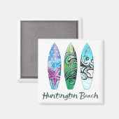 Aimant Plage de Huntington Watercolor Surboards (Recto/Verso)