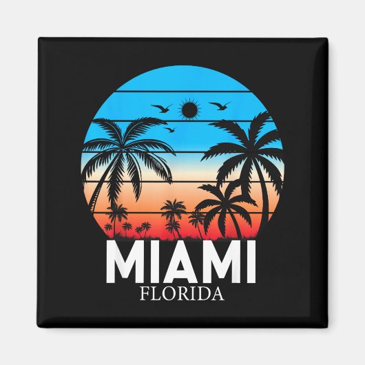Aimant Plage de Miami Floride Vacances d'été Coucher de s (Devant)