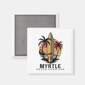 Aimant Plage de Myrtle Caroline du Sud Surfant Surfeur _1 (Recto/Verso)
