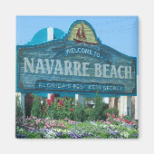 Aimant Plage de Navarre, Floride, Affiche de bienvenue Ph (Devant)