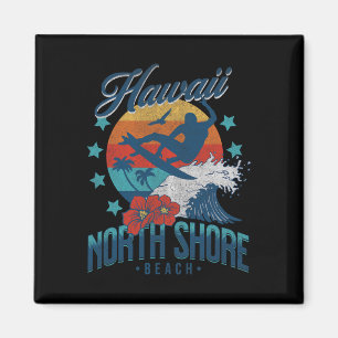 Aimant Plage de North Shore Hawaii Surf Vintage Hawaïen