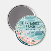 Aimant Plage de Pink Sands Bahamas (Recto/Verso)