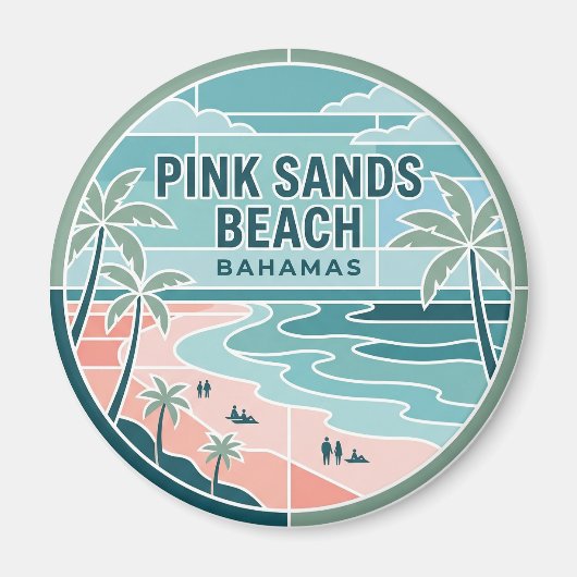 Aimant Plage de Pink Sands Bahamas (Devant)
