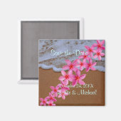 Aimant Plage de PixDezines+plumeria rose (Recto/Verso)