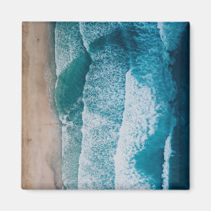 Aimant Plage de sable des vagues de l'océan bleu