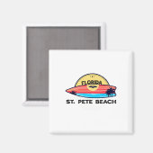 Aimant Plage de St Pete Floride Surfboard Plage Surf (Recto/Verso)