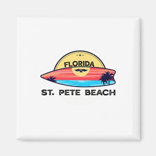 Aimant Plage de St Pete Floride Surfboard Plage Surf (Devant)