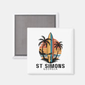 Aimant Plage de St Simons Géorgie Surfant Surfeur _1 (Recto/Verso)