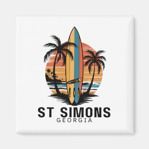 Aimant Plage de St Simons Géorgie Surfant Surfeur _1