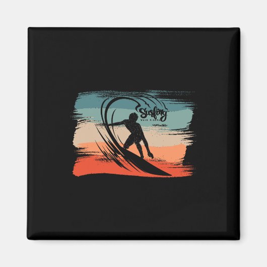 Aimant Plage de surf surfeur planche de surf (Devant)