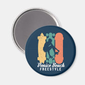 Aimant Plage de Venice Cali Retro Skateboard Freestyle (Recto/Verso)