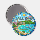 Aimant Plage de Waikiki Hawaii (Recto/Verso)