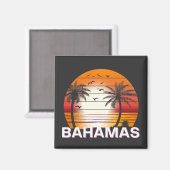 Aimant Plage d'été des palmiers Vintages des Bahamas (Recto/Verso)