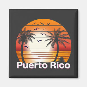 Aimant Plage d'été Porto Rico Vintage Palm Trees
