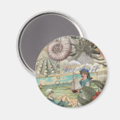 Aimant plage d'été poulpe vintage antique voile (Recto/Verso)