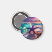 Aimant Plage océanique avec étoile de mer violette (Recto/Verso)