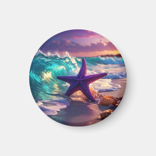 Aimant Plage océanique avec étoile de mer violette (Devant)