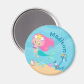 Aimant Plage personnalisée mignonne fille sirène (Recto/Verso)