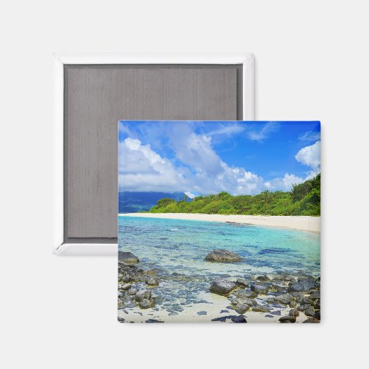 Aimant Plage rocheuse tropicale hawaïenne (Recto/Verso)
